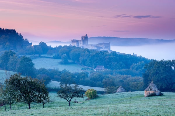 Chateau Beynac in the early morning Perigord Noir Dordogne France, Shutterstock ID 435963532, Purchase Order: -
