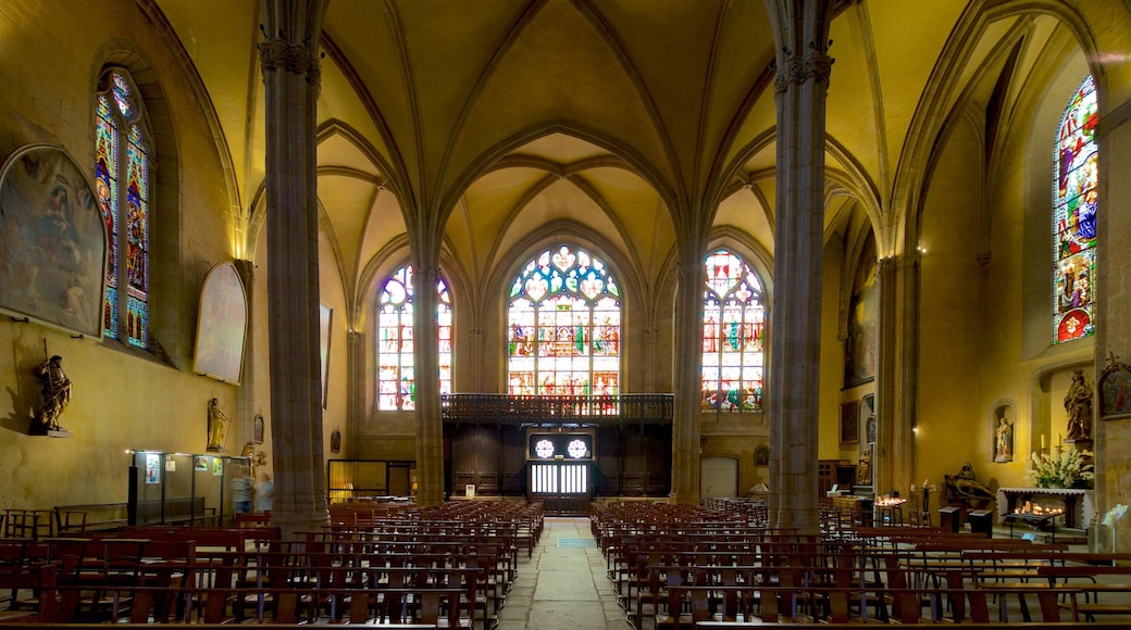 Church of St-Michel-des-Lions showing a church or cathedral, heritage elements and interior views