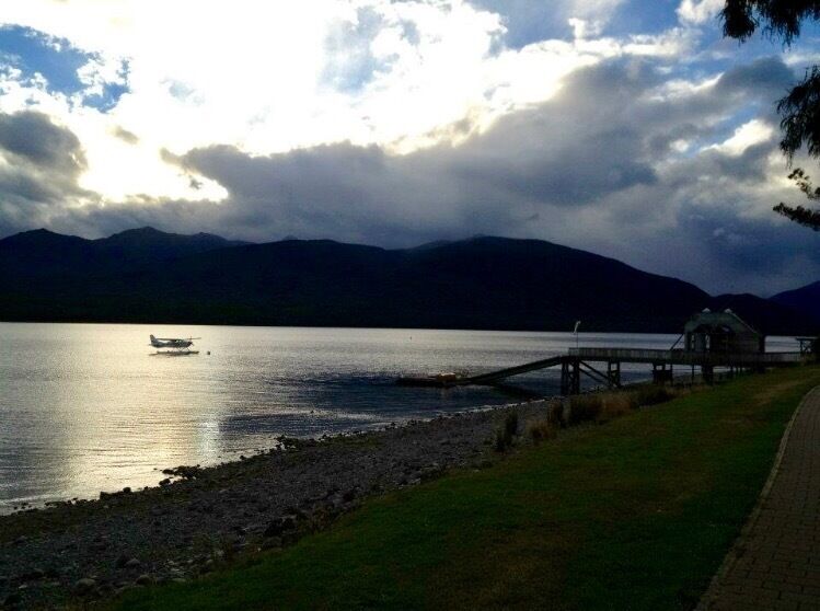 Light aircraft taking a break from it's scenic flights for the day on Lake Te Anau...