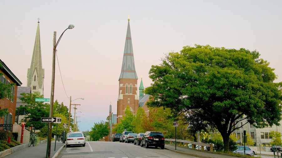 Cathedral of St Joseph featuring a church or cathedral, a small town or village and street scenes
