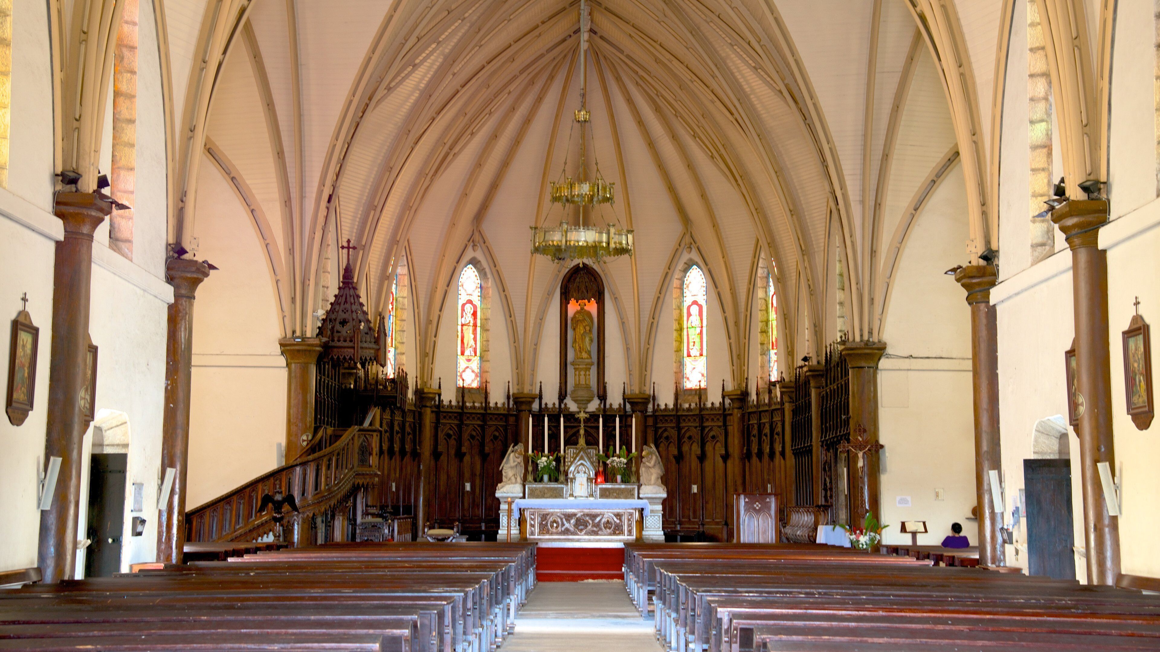 Noumea Cathedral showing a church or cathedral and interior views