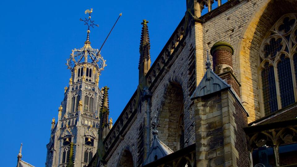 Una iglesia de estilo gótico con elaborados detalles de piedra y una aguja alta.