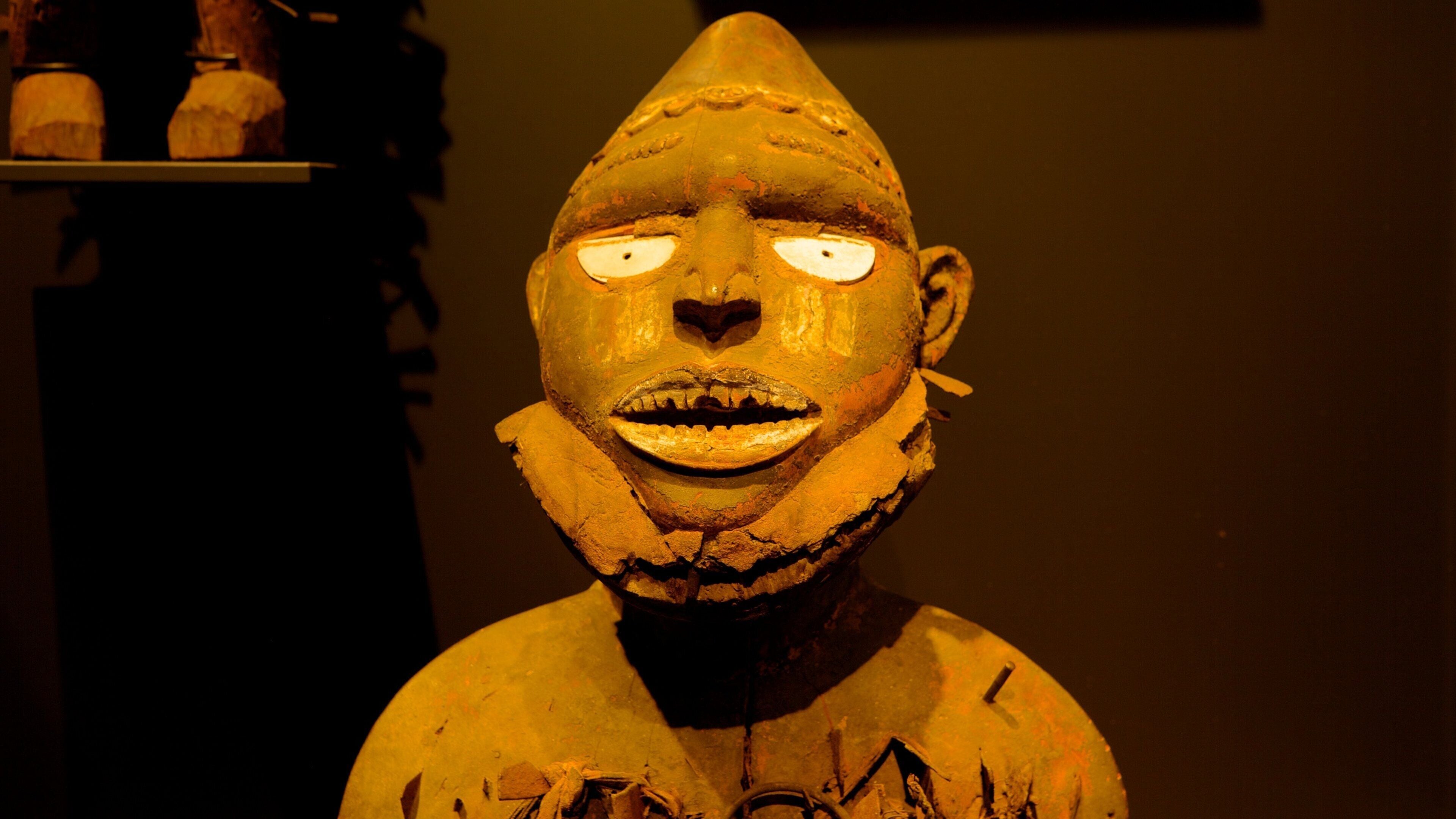 Nationalmuseet for etnologi som omfatter en statue eller en skulptur og interiør