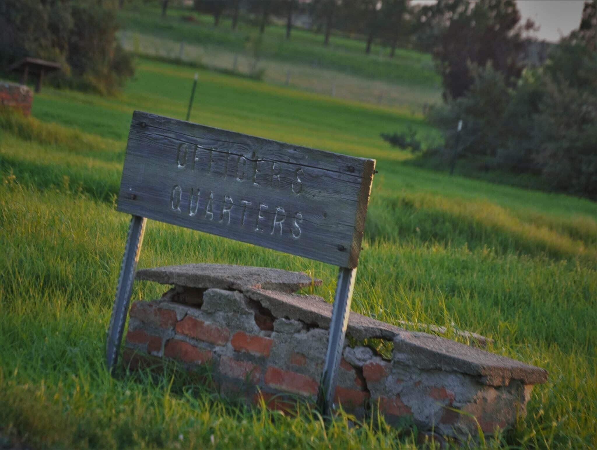 Marker showing where the barracks use to stand. Full of history and s great place to visit!