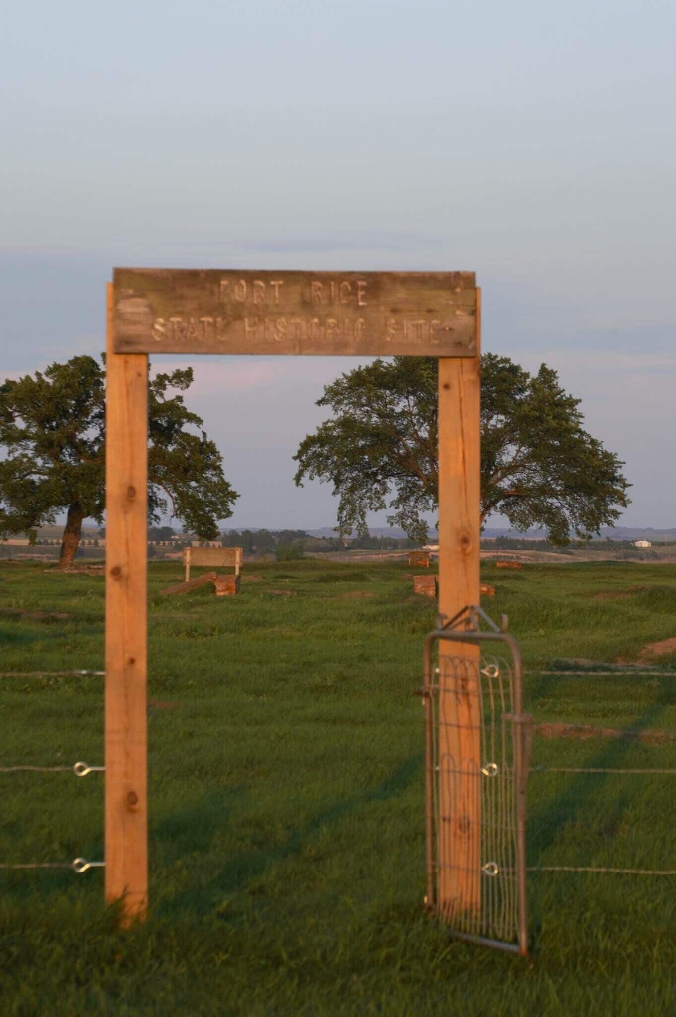 Rice Fort still has a few markers where the old fort and barracks were. See his golden the sun plays across the field as the sun sets!