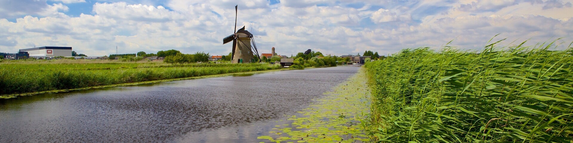 Mill Network at Kinderdijk-Elshout featuring wetlands and a river or creek