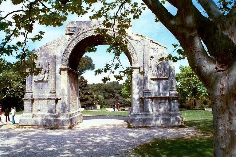 The triumphal arch at Roman city of Glanum, circ 10-25 BCE. In Provence.