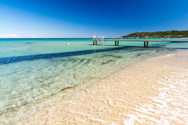 crystal clear water on Pampelonne beach near Saint Tropez in south France