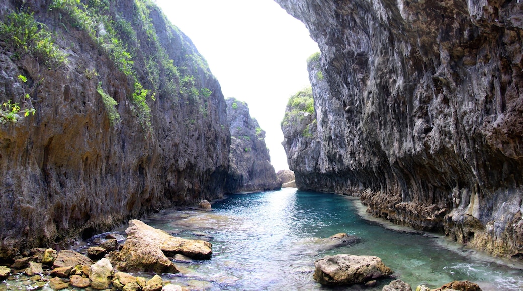 Matapa Chasm featuring rugged coastline and a gorge or canyon