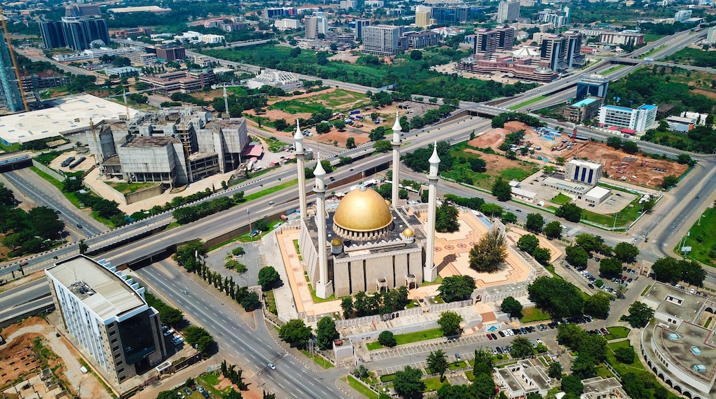 Aerial landscape view of commercial buildings in Abuja Nigeria