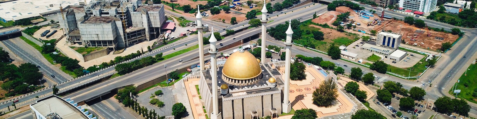 Aerial landscape view of commercial buildings in Abuja Nigeria