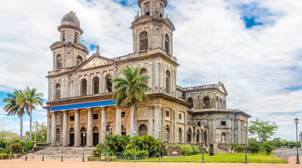 View at the Old Santiago Cathedral of Managua in Nicaragua