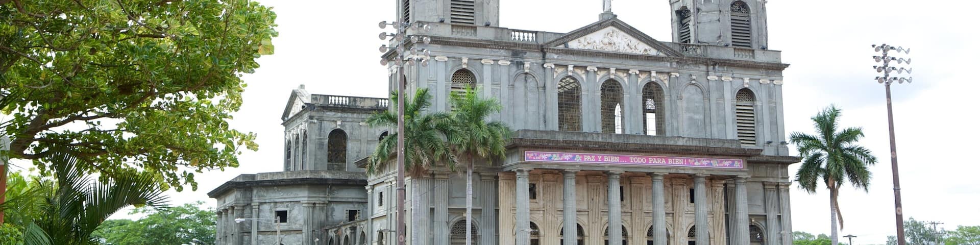 Managua Cathedral which includes religious elements, heritage architecture and a church or cathedral