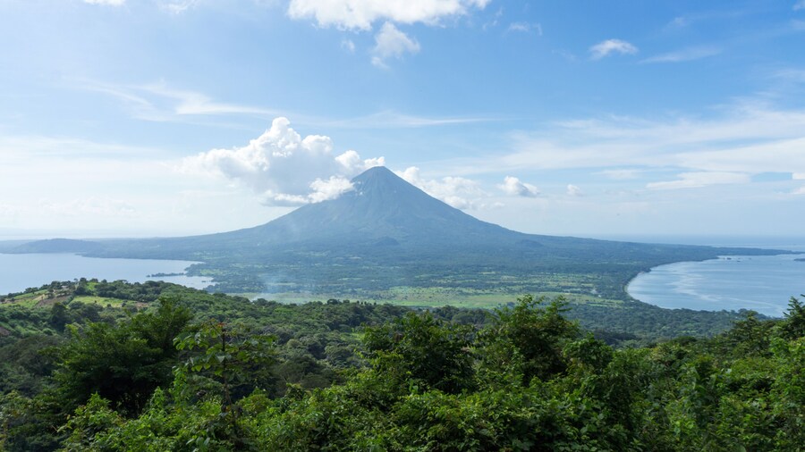 View of Ometepe Island and Concepcion Volcano from the Peak of Maderas Volcano