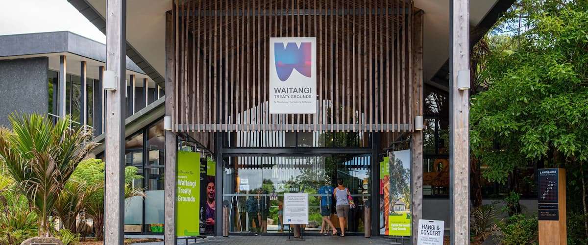 Waitangi Treaty Grounds showing signage