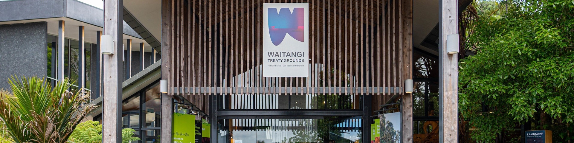Waitangi Treaty Grounds showing signage