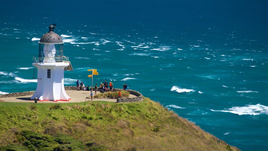 Cape Reinga Lighthouse featuring general coastal views, views and a lighthouse