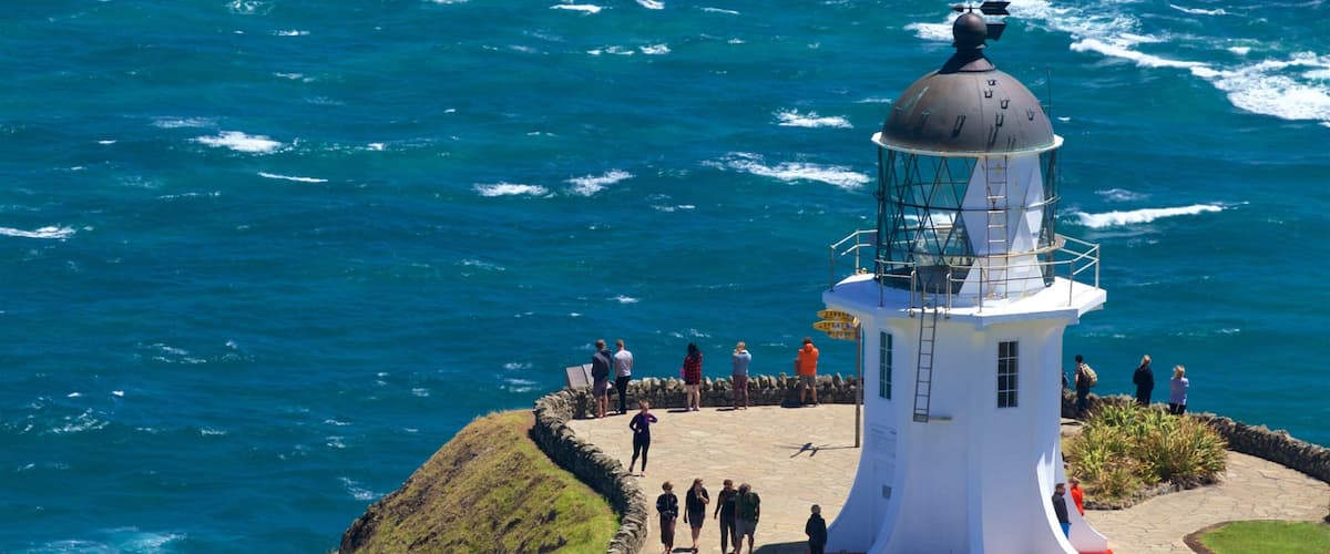 Cape Reinga Lighthouse featuring general coastal views, views and a lighthouse