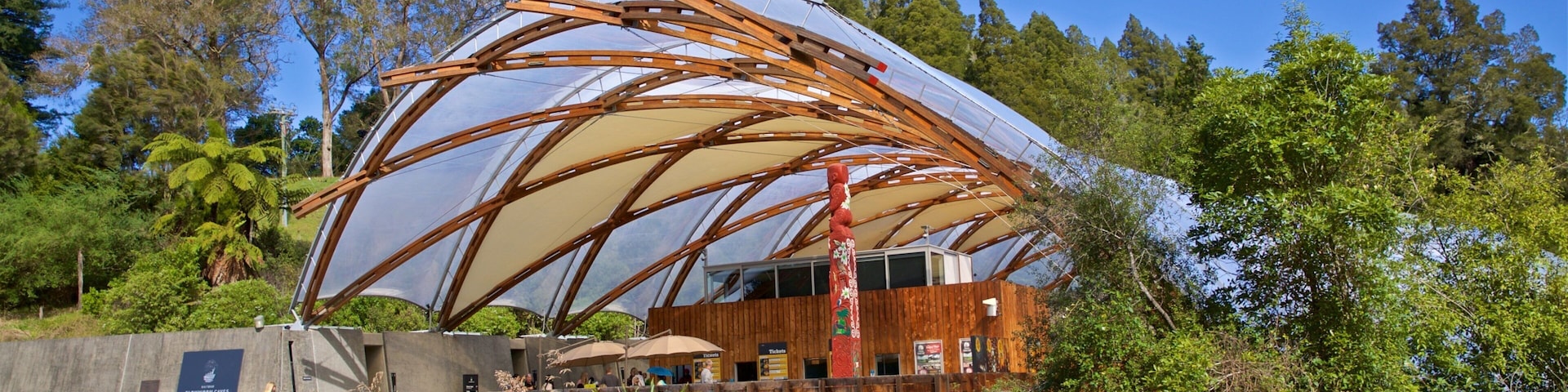 Waitomo Glowworm Caves featuring signage