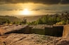 Sunset at the church of St. George (Bete Giyorgis), Lalibela, Ethiopia.