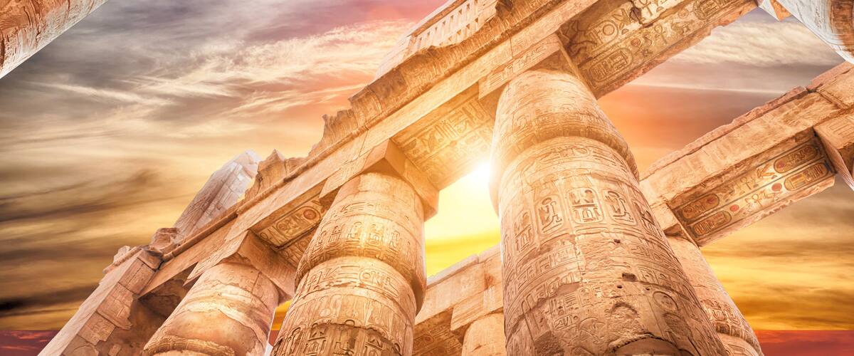 Great Hypostyle Hall and clouds at the Temples of Karnak