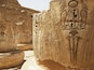 What remains of giant columns at Medinet Habu, with the name of Ramesses Hekaiunu, the last of the great pharaohs, inscribed on them. #architecture