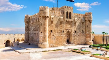 Qaitbay Citadel famous medieval fort built on the place of Lighthouse of Alexandria, Egypt