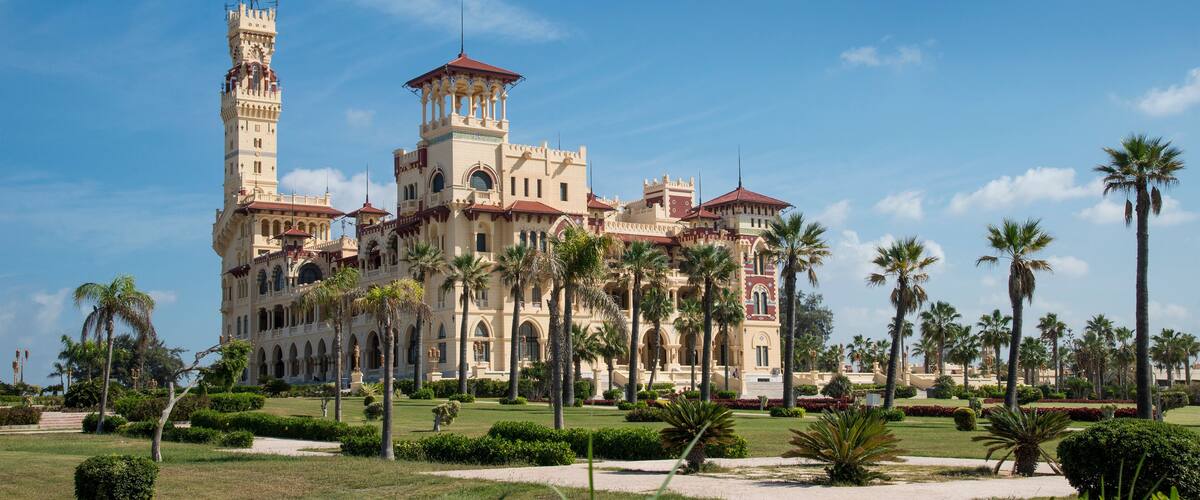 Panoramic view of the Montazah palace in Alexandria Egypt