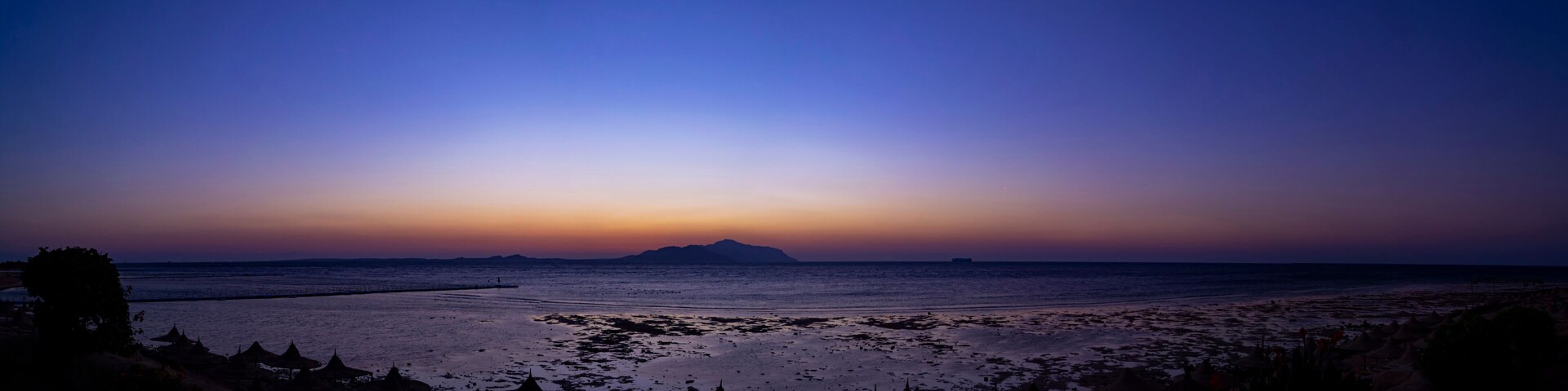 Sunrise panorama over the Red sea and Tiran island.