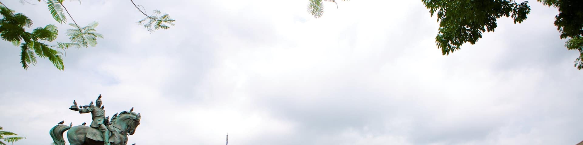 Plaza Geraldo Barrios que incluye una estatua o escultura, una fuente y un parque o plaza