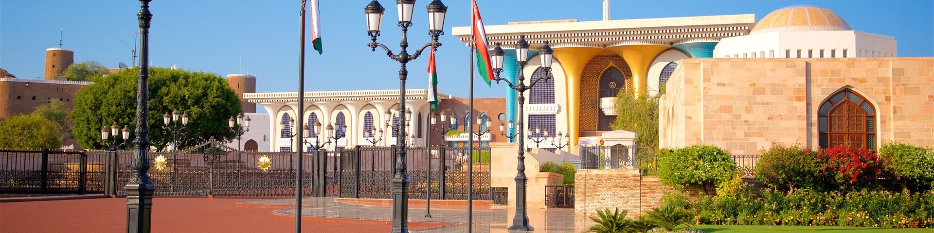 Qasr Al Alam Royal Palace showing a castle and a park