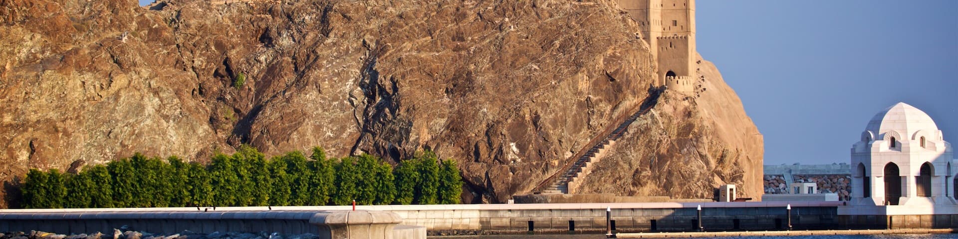 Al Jalali Fort showing general coastal views and a castle