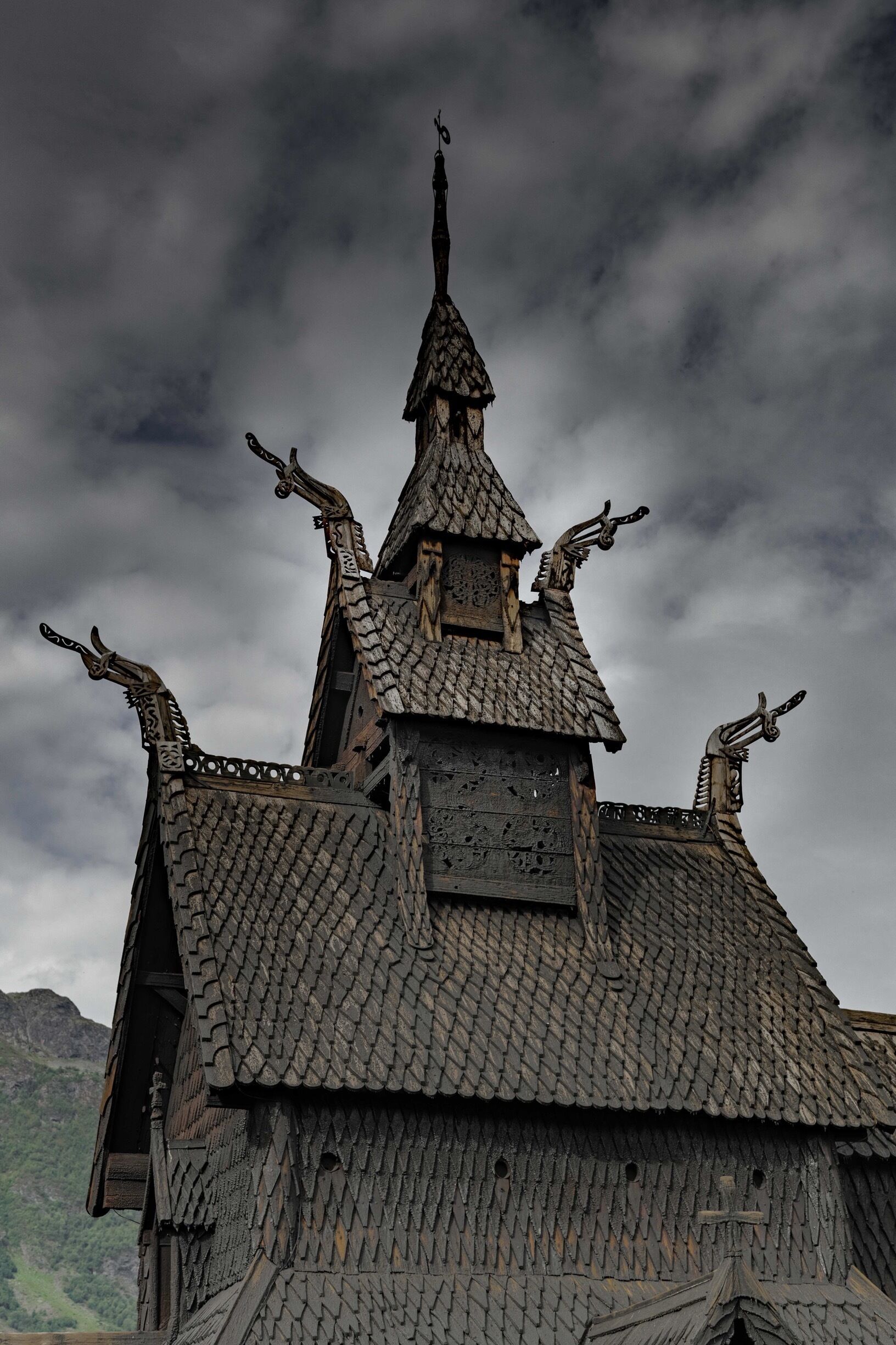 Norwegian stave church in Borgund.