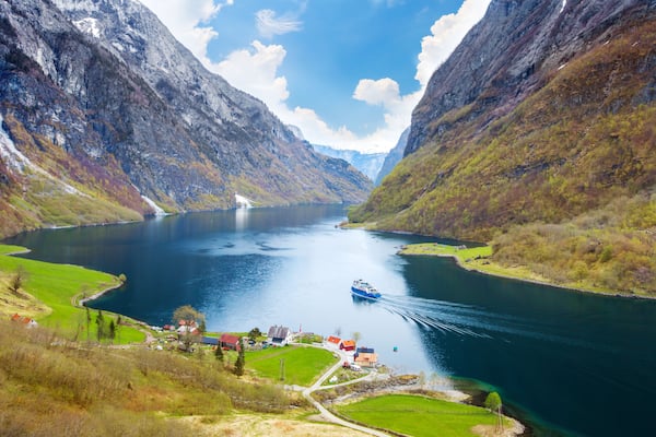 Naeroyfjord - fjord landscape in Sogn og Fjordane region.
