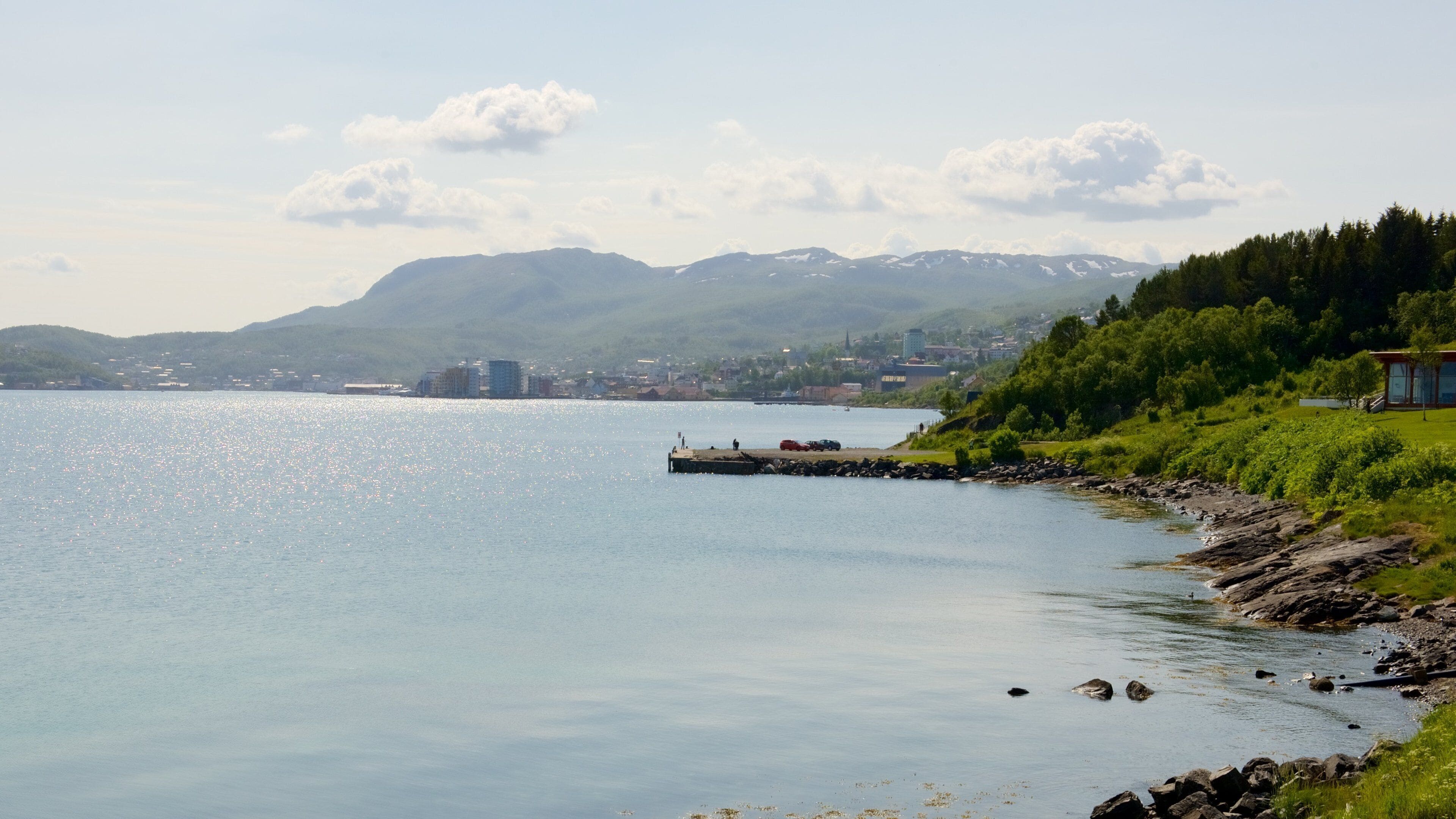 Trondenes Church featuring a lake or waterhole