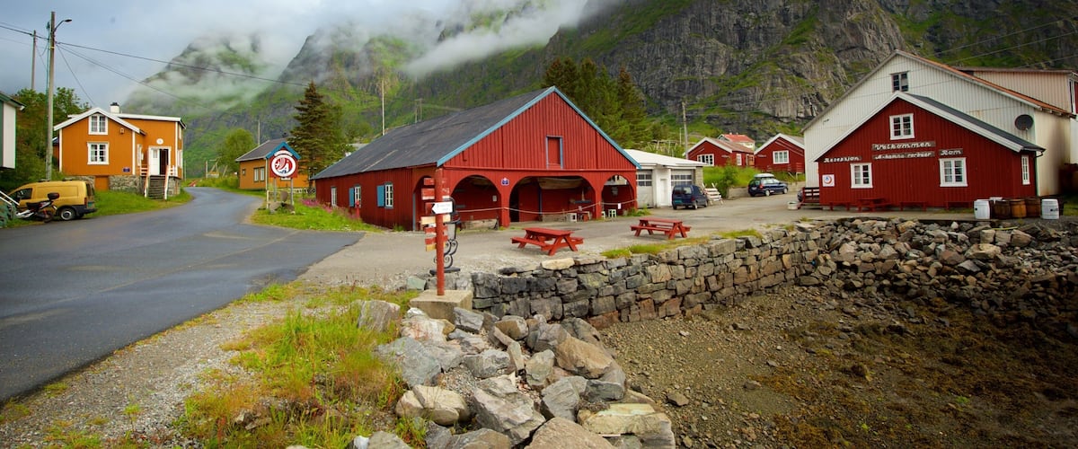 Norwegian Fishing Village Museum featuring a small town or village and mist or fog
