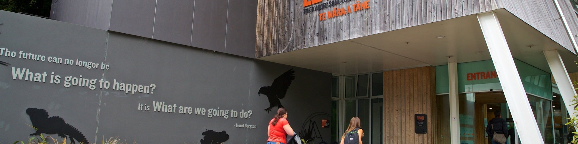 Zealandia which includes signage as well as a couple