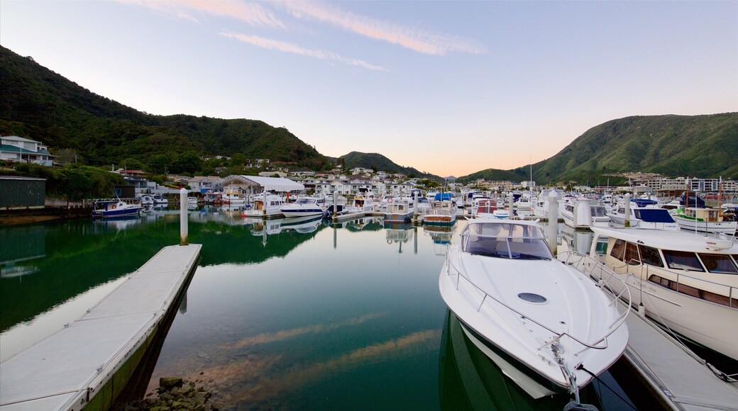 Picton Harbour featuring a marina, mountains and a bay or harbour
