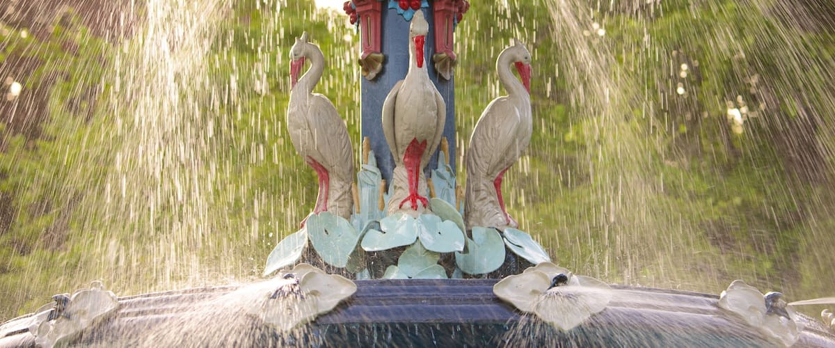 Jardins botaniques de Christchurch montrant fontaine