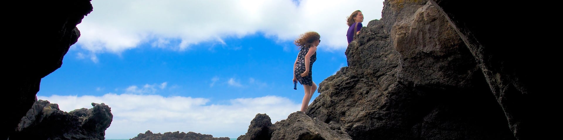 Cave Rock showing caves