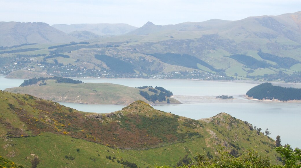 Lyttelton Harbour featuring mountains, landscape views and general coastal views