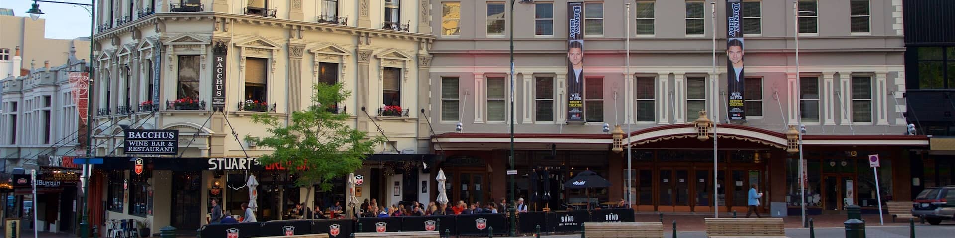 Regent Theatre which includes outdoor eating, cafe scenes and theater scenes