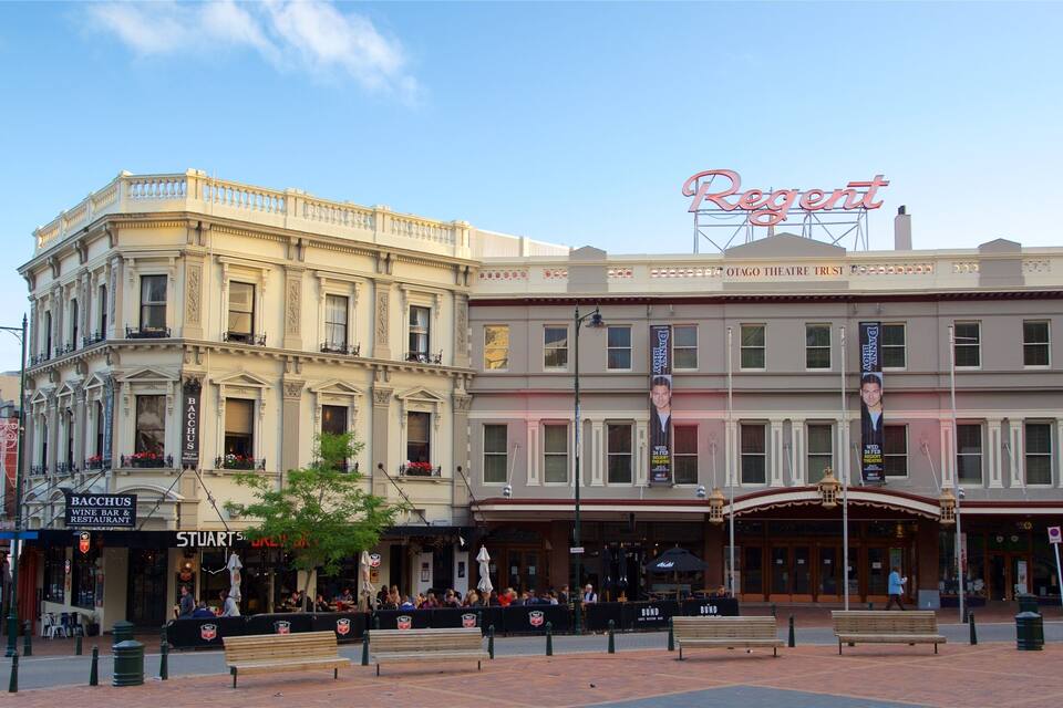 A historic building with a sign reading "Regent" and "Otago Theatre Trust" on the facade.