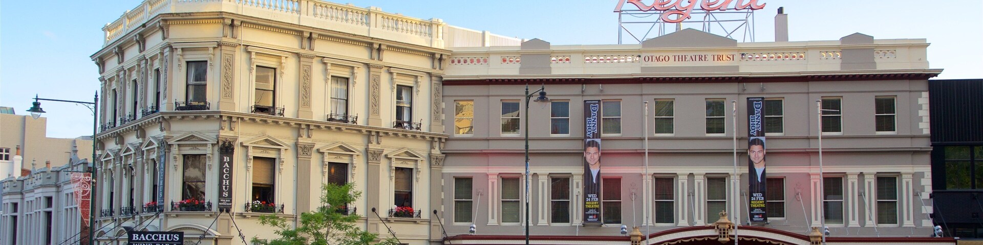 Regent Theatre which includes outdoor eating, cafe scenes and theater scenes