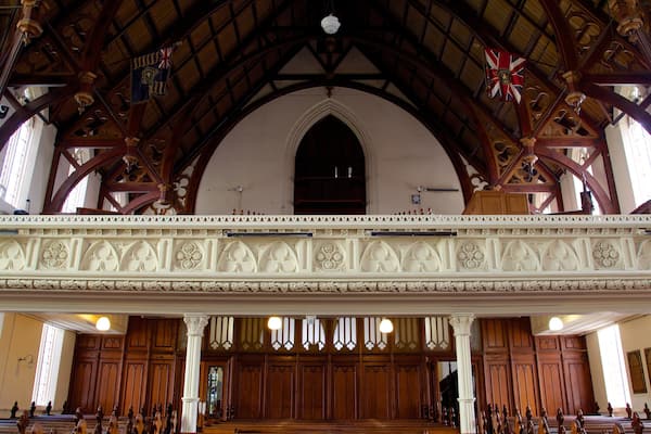 First Church of Otago showing a church or cathedral and interior views