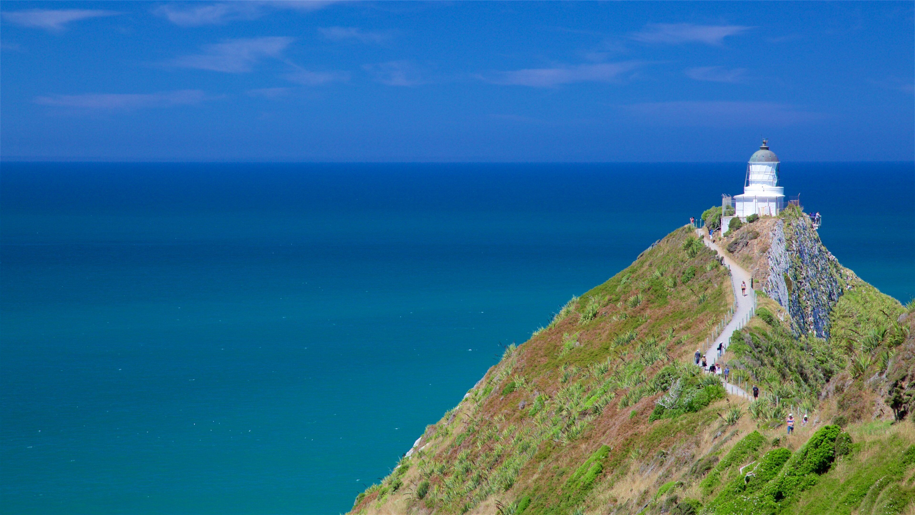 Nugget Point Lighthouse showing a lighthouse and rugged coastline