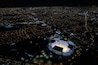 Estadio Cuauhtémoc y Ciudad de Puebla vista aérea de noche