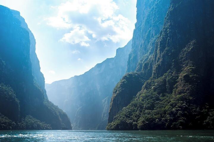 Colours of the Cañón

Feeling like a pterodactyl could swoop due at any moment and steal you/your hat!

Cañón de Sumidero felt prehistoric in its lushness, kilometre high cliffs and prevalent wildlife. We saw monkeys, crocodiles, herons, pelicans and vultures all seemingly unbothered by our speedboat. What a special place!
