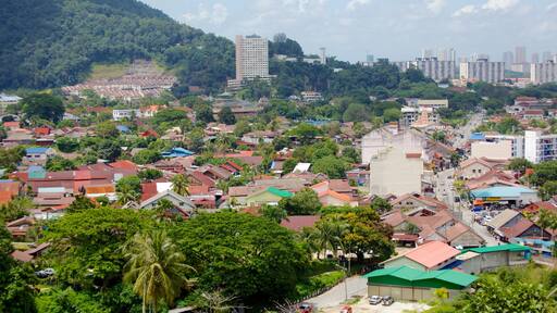 Templo Kek Lok Si que incluye escenas forestales, una ciudad y elementos religiosos