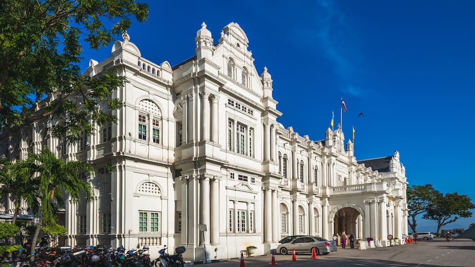 facade of city hall in george town, penang, malaysia